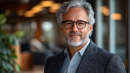 Fototapeta premium Portrait of a Confident Middle-Aged Businessman