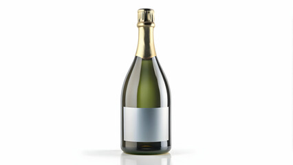 Prosecco bottle with blank label on white background. Easily apply your custom design on the label, Prosecco