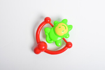 Baby rattles, A colorful baby toys isolated on white background
