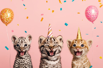 Creative animal concept. Birthday party card, invite invitation banner 