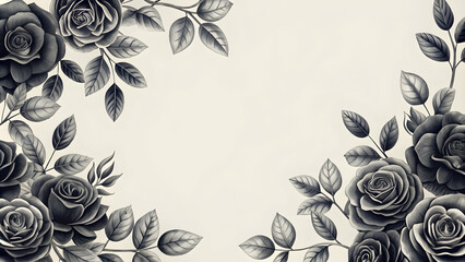 Hand drawn invitation card featuring elegant black roses, hand drawn, invitation, card, black, roses, floral, elegant