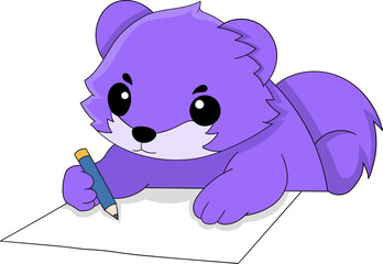 cute beaver child is writing on white paper [Converted]