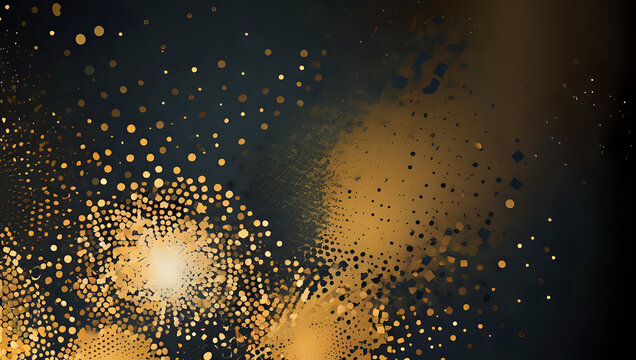 Abstract gradient halftone dot pattern. Golden grunge effect - generative AI