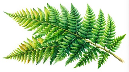 Explore this lush green fern watercolor illustration, perfect for nature-inspired designs and botanical art projects, adding a vibrant touch to any creative endeavor.