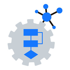 Obraz premium Process Flow Diagram with Gear. Process diagram, flowchart, workflow, automation, system design, decision-making, gear, technology, blueprint, operation.
