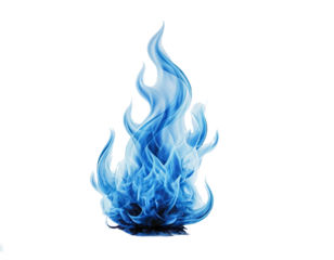 Blue fire flame PNG on Transparent background. Clipping path