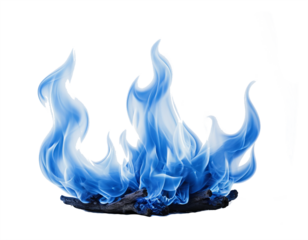 Blue fire flame PNG on Transparent background. Clipping path