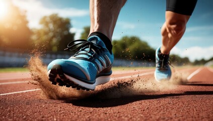 Dynamic image of an athlete running a race, showcasing energy and athletic performance.