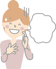 collection set of cute doodle hand draw facial expression speech bubble balloon with girl woman character, text box think speak talk banner, flat png transparent element design