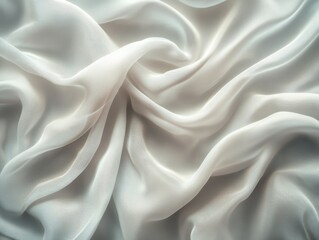 Obraz premium Elegant white silk fabric with flowing textures, perfect for backgrounds.