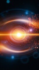 Fototapeta premium science picture of photon, particle of light in space, dark background