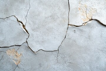Obraz premium Cracked concrete wall texture, natural imperfections, gray tones.