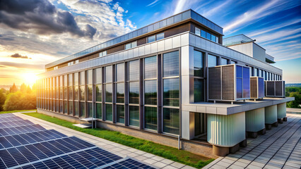 Obraz premium Solar powered cooling system installed on a modern building