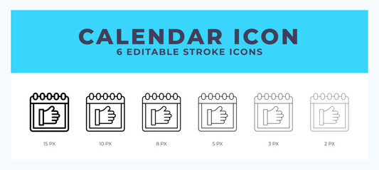 Calender icon with different stroke. Vector illustration.