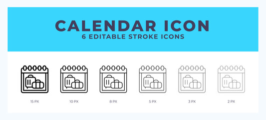 Calender vector icon. With different stroke vector illustration.