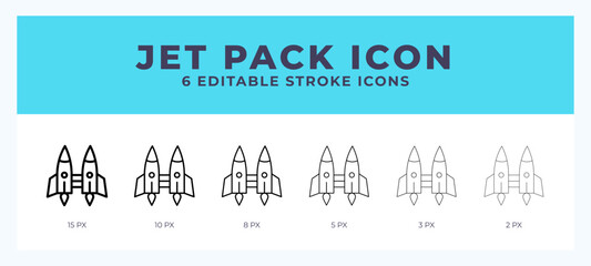 Jet pack icon symbol. Logo illustration thin line. Bold line vector icons. Editable stroke