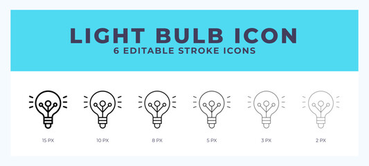 Light bulb line icon for websites and apps. Vector illustration with editable stroke.