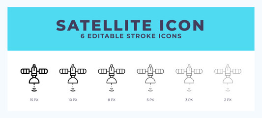 Satellite line icon illustrations with editable strokes.