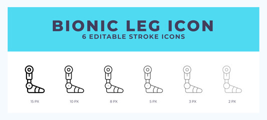 Bionic leg icon. Outline. Lineal icon symbol vector. Black outline.