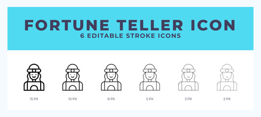 Fortune teller line icon. Vector icon symbol. Logo illustration. Editable line icon.