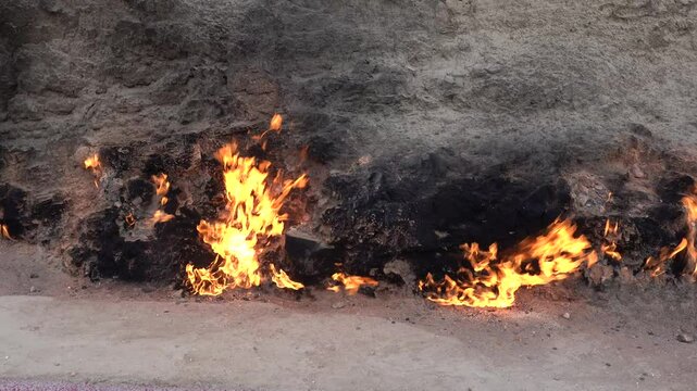 Baku, Azerbaijan Natural gas has been burning at the Fire Mountain or Yanar Dagh for the past 5,000 years. 
