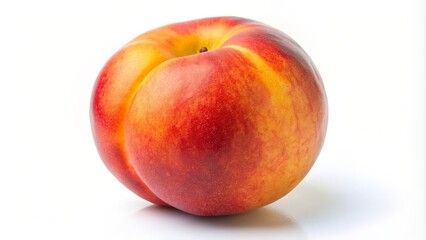 Ripe nectarine is sitting on a white background