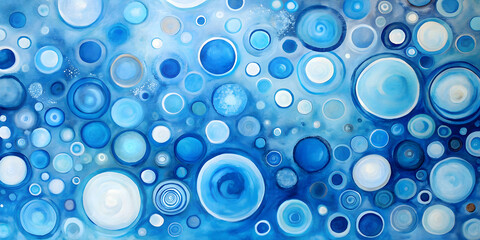 Blue and white abstract painting full of circles, abstract, art, painting, circles, geometric, modern, design, creative