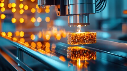 Innovative Plant-Based Protein Bar Production Line - Slicing of Freshly Made Bar in Modern Facility