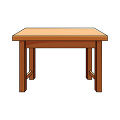 Isolated brown wooden study table illustration on white background. Vector Illustration.