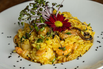 Delicious dish of food served in a restaurant.