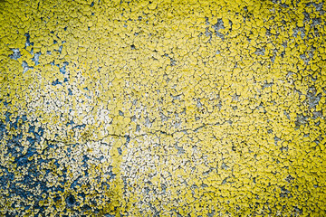 Mur ancien avec de la peinture jaune craquel&eacute;e - Arri&egrave;re plan texture grunge