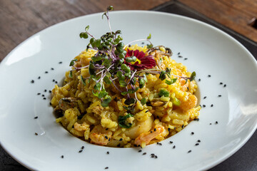 Delicious dish of food served in a restaurant.