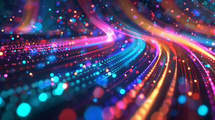 Obraz premium Multicolored light trails with particules abstract background