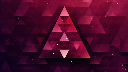 Illustration of a christmas tree with geometric shapes on a maroon background