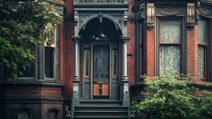 Obraz premium Ornate Doorway and Entrance to a Brick Building