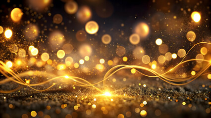 Dreamy golden swirly bokeh lights overlay on dark background, dreamy, golden, swirly, bokeh, lights, overlay, dark
