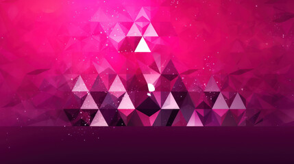 Illustration of a christmas tree with geometric shapes on a fuchsia background