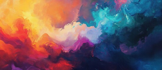 Abstract oil painting featuring a colorful background with impressionist elements Great for wall decor it showcases modern surrealism and unique hand drawn textures Ideal for poster use