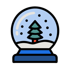 Snow Globe Icon with Christmas Tree