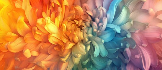 Abstract flower illustration featuring a rainbow color scheme 2d art design