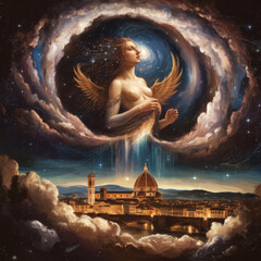 An artwork inspired by the great masters of the Renaissance, blending classical elegance with a contemporary twist.