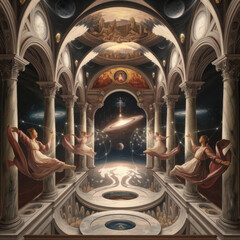 An artwork inspired by the great masters of the Renaissance, blending classical elegance with a contemporary twist.