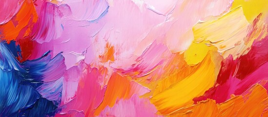 Abstract oil painting with vibrant colors Impressionist style artwork featuring surrealist elements Ideal for wall decor and posters Unique hand drawn texture template