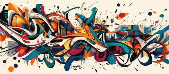 Obraz premium Continuously flowing abstract design with a freehand urban motif