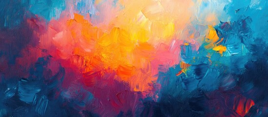 Fototapeta premium Abstract oil painting with a colorful background featuring impressionist style and surrealist elements Ideal for wall decor and art posters Hand drawn textured design