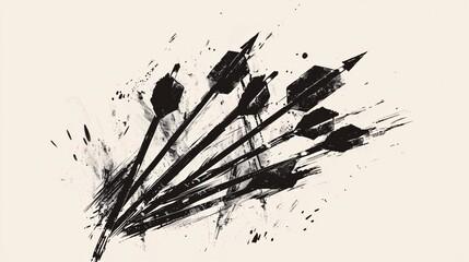 Dynamic Archery Arrows in Black Ink Splatter Art