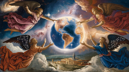 An artwork inspired by the great masters of the Renaissance, blending classical elegance with a contemporary twist.