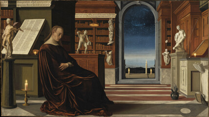 An artwork inspired by the great masters of the Renaissance, blending classical elegance with a contemporary twist.