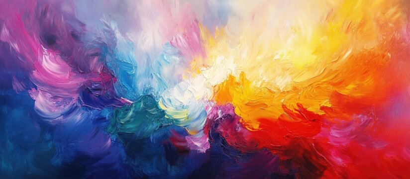 Abstract oil painting featuring a colorful background embodying impressionist style Suitable for wall decor this modern surreal artwork offers a unique hand drawn texture