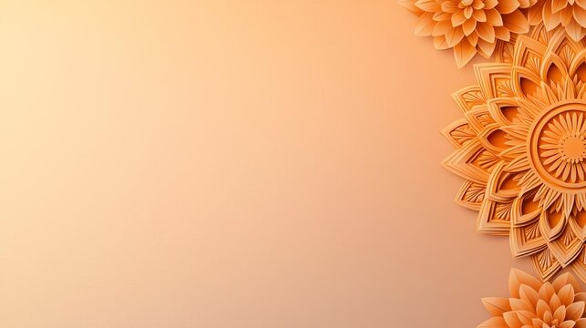 Golden Diwali background with elegant mandala patterns and soft glowing highlights on a gradient sunset sky, mandala pattern, festive glow